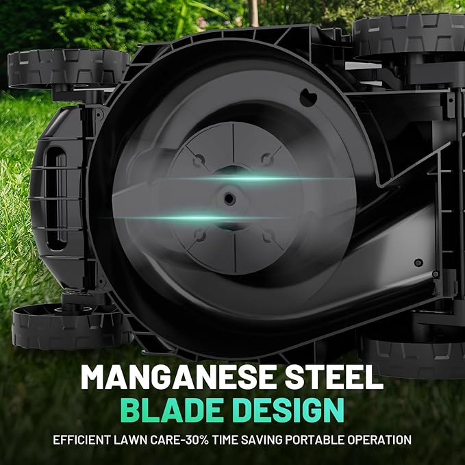 Litheli Cordless Lawn Mower 13 Inch, 5 Heights, 20V Electric Lawn Mowers for Garden, Yard and Farm, with Brushless Motor, 4.0Ah Battery & Charger Included