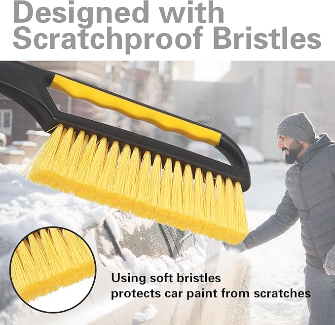 Snow Brush and Ice Scraper for Car Windshield,26.4" Window Scraper Deicer for Car SUV and Truck,Ice Scrapers and Brushes 2 in 1,Winter Car Automotive Exterior Accessories(2Pack Yellow)