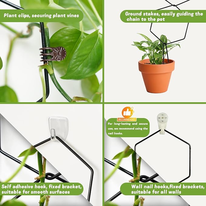 Chain Trellis for Climbing Plants, Hexagonal Metal Plant Support, DIY Installation, Indoor and Outdoor Use for Monstera and Ivy