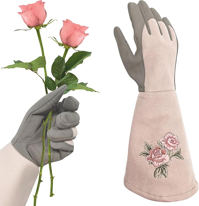 Long Gardening Gloves for Women,Durable Rose Pruning Gloves Thorn Resistant for Weeding Planting Digging(Small,1 Pair)