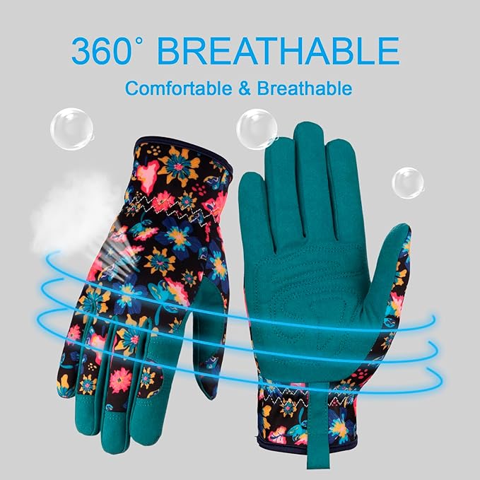 Bamllum Leather Gardening Gloves for Women - Working Gloves for Weeding, Digging, Planting, Raking and Pruning