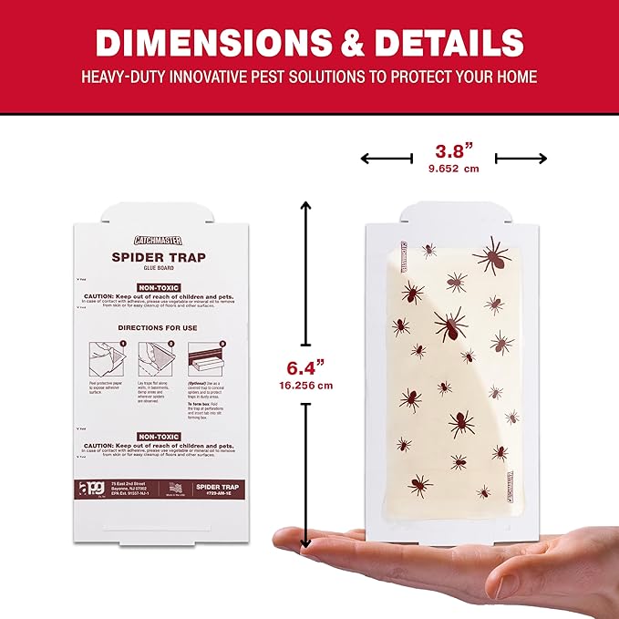 Catchmaster Spider Traps Glue Boards 6-Pack, Adhesive Bug Catcher, Insect, Scorpion, Cricket, Cockroach, & Spider Killer for Home, Bulk Glue Traps for House & Garage, Pest Control for Home