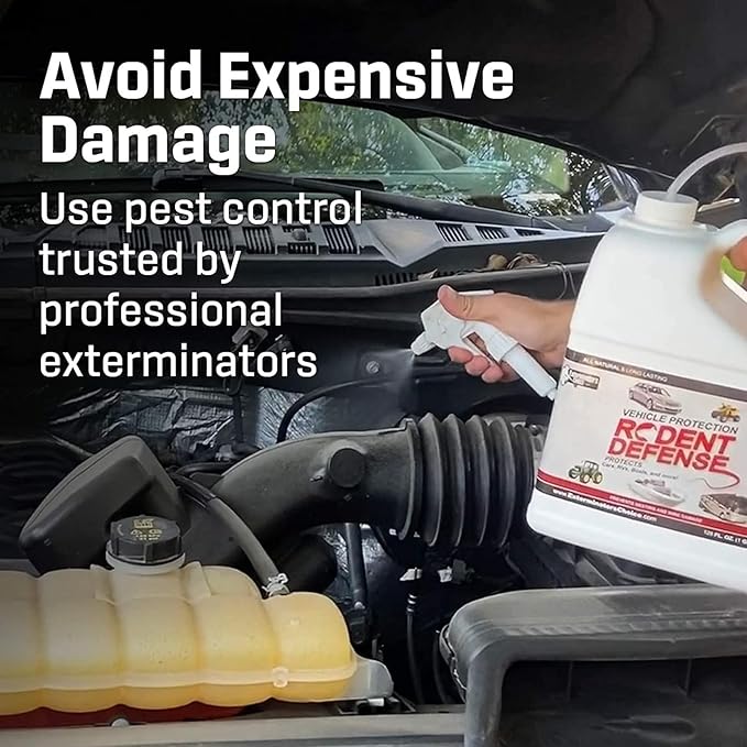 Exterminators Choice Mice & Rat Defense Spray for Cars & Trucks – 128 fl oz (1 Gallon) – Organic Peppermint Formula for Mouse Prevention & Rat Control – Safe for Kids & Pets