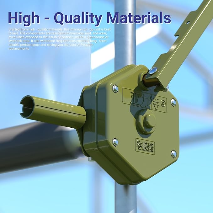 Greenhouse Side Manual Roll Up, Self Locking Roll Up Unit, Hand Crank Film Winder Roller for Greenhouse Plastic Film Livestock Curtain Ventilation, Adjustable Handle, Max. 328ft