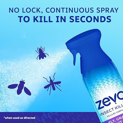 Zevo Flying Insect Killer Spray - Bug Spray for Home Use - Versatile Gnat, Mosquito, Fruit Fly Killer & More - with Rosemary & Cornmint Oil - for Indoor & Outdoor Use (3 Bottles)