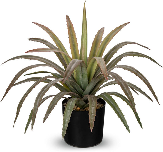 Briful Agave Plant Artificial 17 Inch Fake Potted Plant Large Succulent Fake Plants for Home Office Table Room Indoor/Outdoor Decor (Red)
