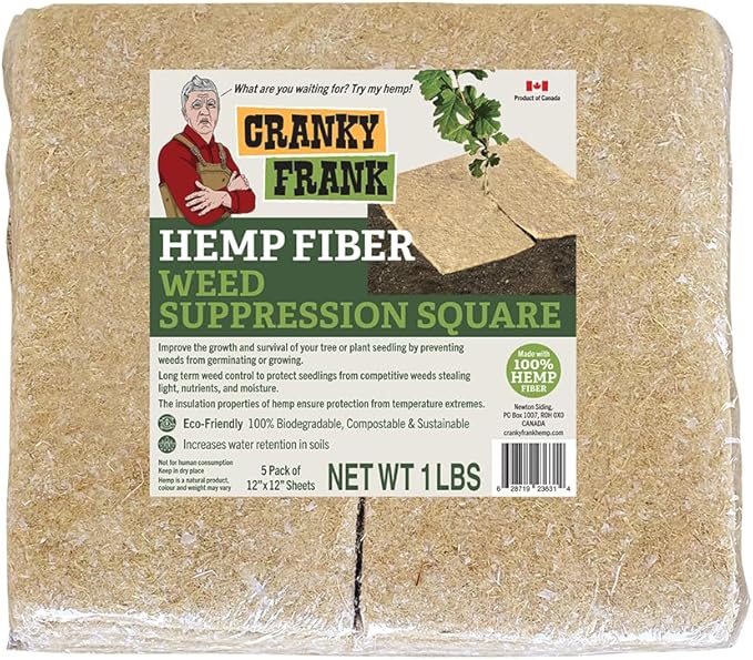 Fiber Weed Suppression Mat, Pack of 5 - Biodegradable, insulative, Water retaining, Hemp mats for Long-Term Protection of Plant seedlings