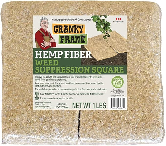 Fiber Weed Suppression Mat, Pack of 5 - Biodegradable, insulative, Water retaining, Hemp mats for Long-Term Protection of Plant seedlings