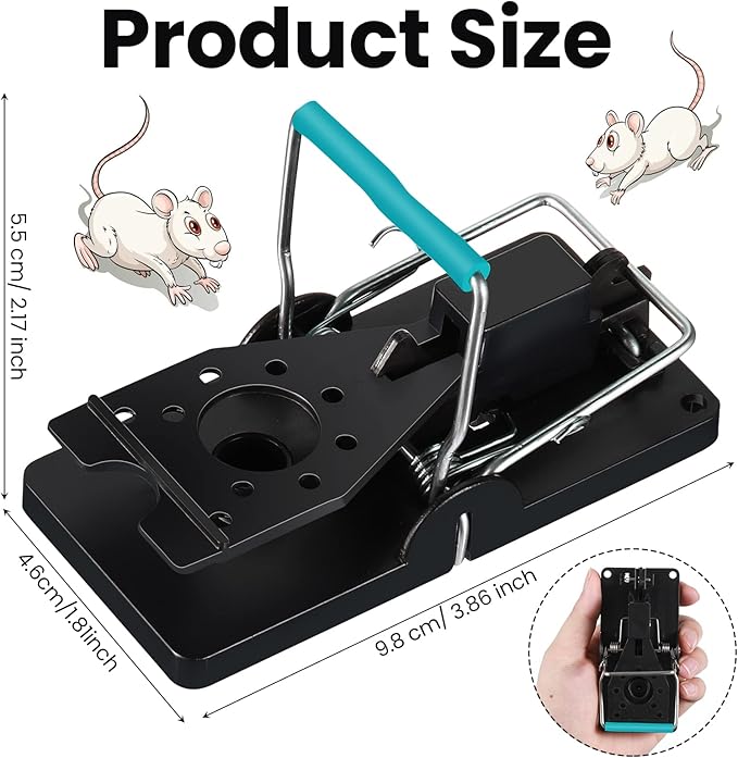 Qualirey 24 Pcs Plastic Mouse Rat Traps House Indoor Quick Effective Safe for Warehouse Garden Kitchen 3.86 x 1.81 x 2.17 Inch (Black,Blue)