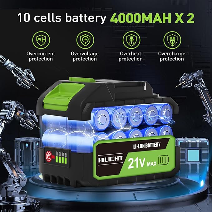 Cordless Leaf Blower with 2 Batteries & Fast Charger 5-Speed Adjustable - Lightweight Handheld Blower for Lawn, Yard, Driveway - 30% Less Fatigue Ergonomic Design (2 * 21V-4.0Ah)