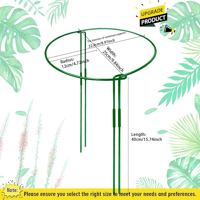 10-Pack Adjustable Height Snake Plant Support Stakes- Sturdy, Rust-Resistant Plant Supports for Indoor and Outdoor Potted Plants (16x10Inch) - Flower and Garden Peony Support