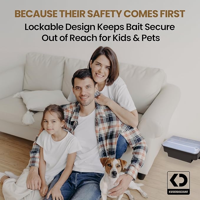 Köder-Discount Mouse & Rat Trap (Bait Not Included) – 4 Lockable Rat Bait Stations with Clear Lid & Dual Entry – Weather-Resistant, Tamper-Proof Rodent Trap to Prevent Bait Removal (8.7 x 5.5 x 3.1)