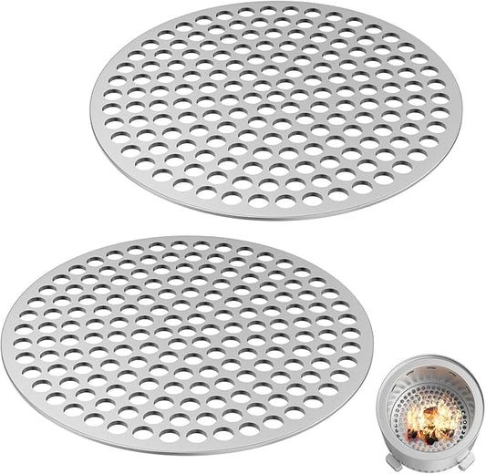 KEESHA 2PCS Pellet Adapter for Solo Stove Campfire and Mesa XL Fire Pit Dual Fuel Wood and Pellet Converter Prevents Pellet Dropping, Extends Burn Time Stainless Steel, 2mm Thickness (Dia:6.22 in)