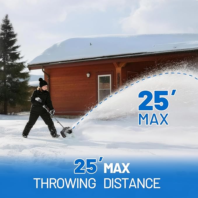 Litheli 40V Cordless Snow Shovel, 12'' Brushless Electric Snow Blower with 2X4Ah Batteries Included, Lightweight Battery-Powered Snow Thrower for Driveway & Sidewalk