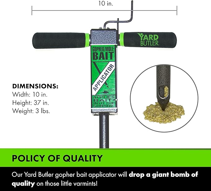 Yard Butler Gopher/Mole Bait Applicator - Gardening Tool for Safe & Easy Pest Control - No Digging Needed - Durable & Sturdy Bait Applicator - Mole, Vole & Gopher Killer
