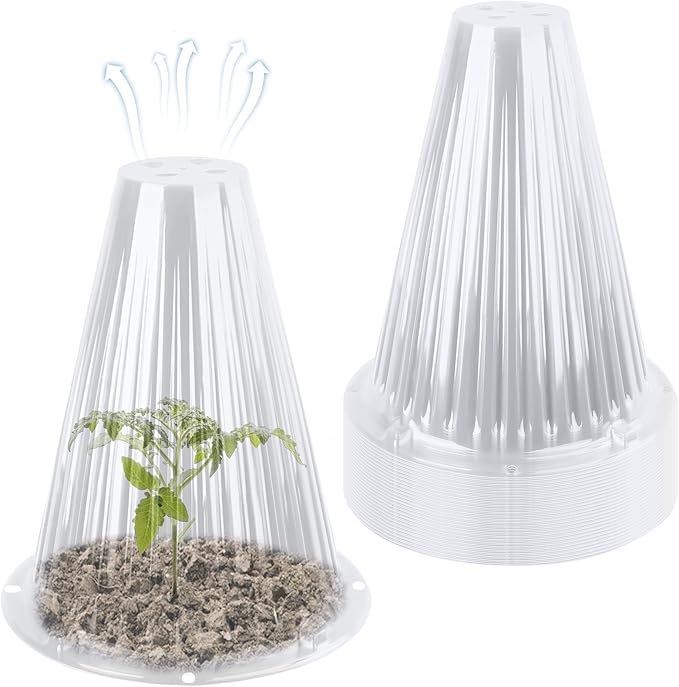 30 Pack Garden Cloches for Plants, Reusable Bell Plant Cover, Plant Covers Protectors from Animals Snails Birds Chickens Insect, 9.18" H X 7.56" D (Clear)
