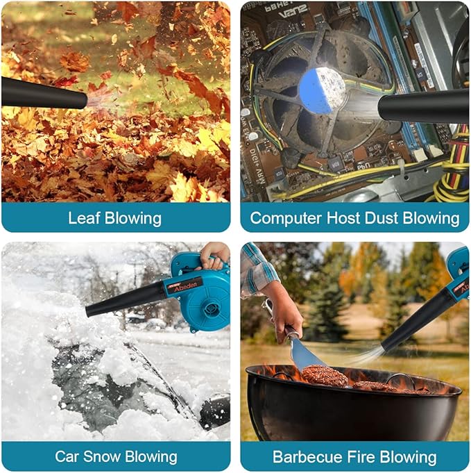 Corded Electric Leaf Blower,2 in 1 Small Handheld Lightweight Sweeper/Vacuum,110V 400W Portbale Blower for Leaf/Snow/Dust Blowing (Blue)