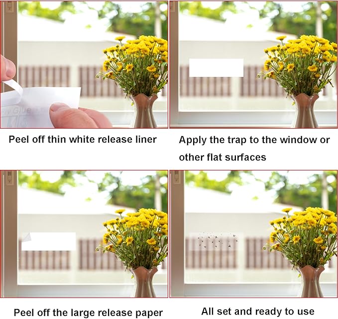 Mosqueda Window Fly Trap Indoor 30 Pack Sticky Fly Traps for Indoors, Fly Catchers for Inside Home, Waterproof & No Harm Adhesive Sticky Paper Trap for Mosquitos Bugs Housefy Fruit Fly Flying Gnats