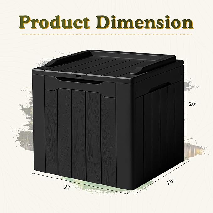 Devoko 31 Gallon Waterproof Outdoor Storage Box Resin Deck Box Lockable and UV Resistant for Patio Furniture,Garden Tools (Black)