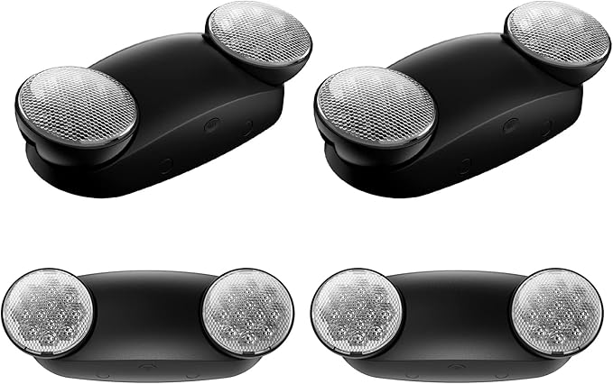 4 Pack Black Led Exit Sign with Emergency Lights &Battery Backup-Indoor Emergency Exit Lighting/Commercial Emergency Light Fixtures.