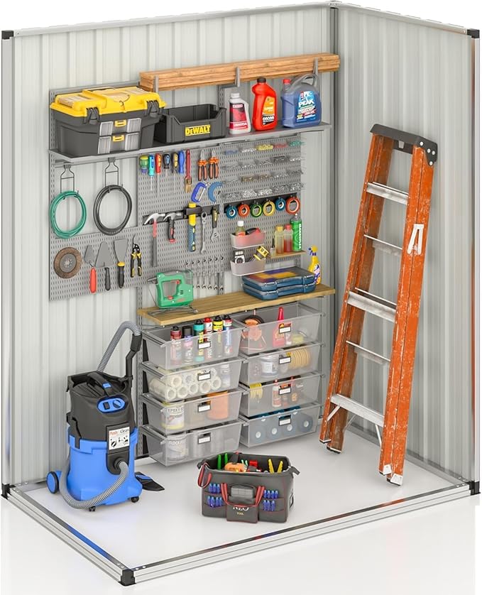 WKM 5X3 FT Outdoor Storage Shed, Utility Metal Tool Storage with Lockable Doors and Updated Frame Structure, Metal Garden Shed for Backyard, Patio Lawn, Black