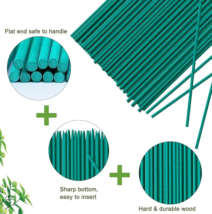 Plant Sticks 17 Inch &12 Inch Wood Plant Stakes 30 Pack Orchid Support Stick Sturdy Blue Green Bamboo Plant Holder Gardening Floral Picks Potted Plants Support