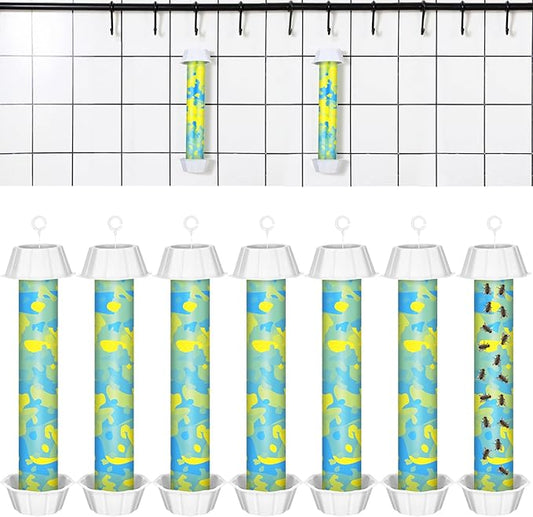Qualirey 8 Pcs Sticky Fly Trap Fly Stick with Hanging Hook Adhesive Flying Catcher for Indoor Outdoor Trap Houseflies and Flying Insects Mosquito Bee Wasp Moth (Camouflage Style)