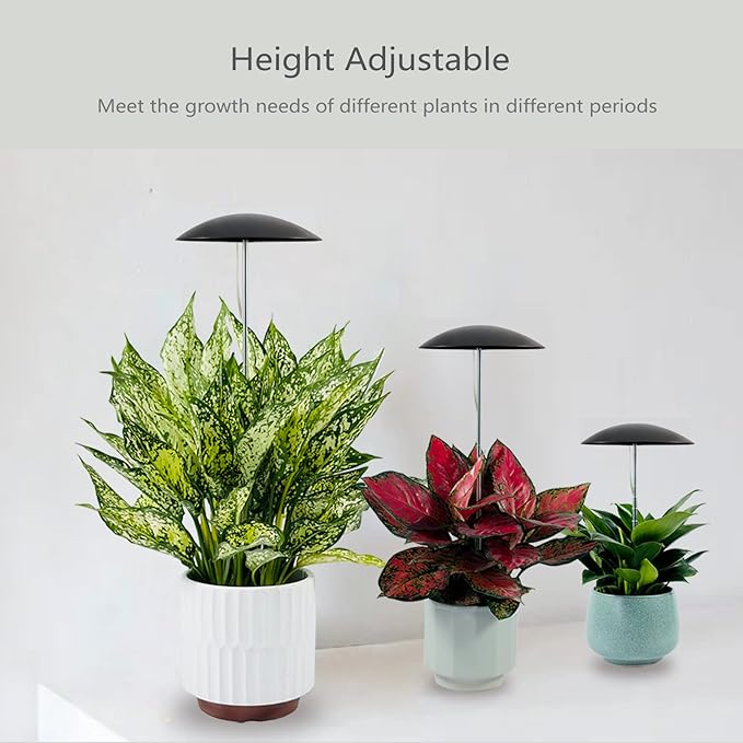 LED Grow Lights for Indoor Plants, Smart USB Small Full Spectrum Plant Lights with Remote, Height Adjustable, Auto On/Off Timer, Ideal for Home Decoration, Black