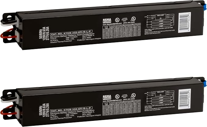 OHLECTRIC 2 Pack - Replacement for Keystone KTEB-332-UV-IS-L-P 3 Lamp T8 Electronic Fluorescent Ballast with Low Light Output | 120-277V Input with Instant Start Operation | 0.78 Ballast Factor