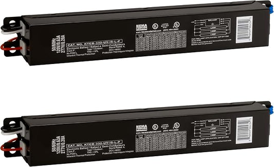 OHLECTRIC 2 Pack - Replacement for Keystone KTEB-332-UV-IS-L-P 3 Lamp T8 Electronic Fluorescent Ballast with Low Light Output | 120-277V Input with Instant Start Operation | 0.78 Ballast Factor