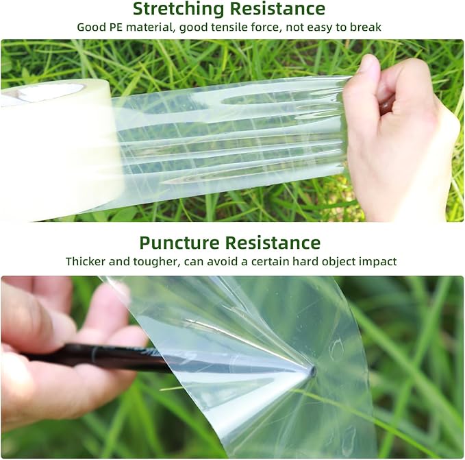 Ohuhu Greenhouse Repair Tape 6" x 98' - 6.3 mil Reinforced Clear Plastic Film for Green House Sheeting, Polyethylene PE Cover Repair