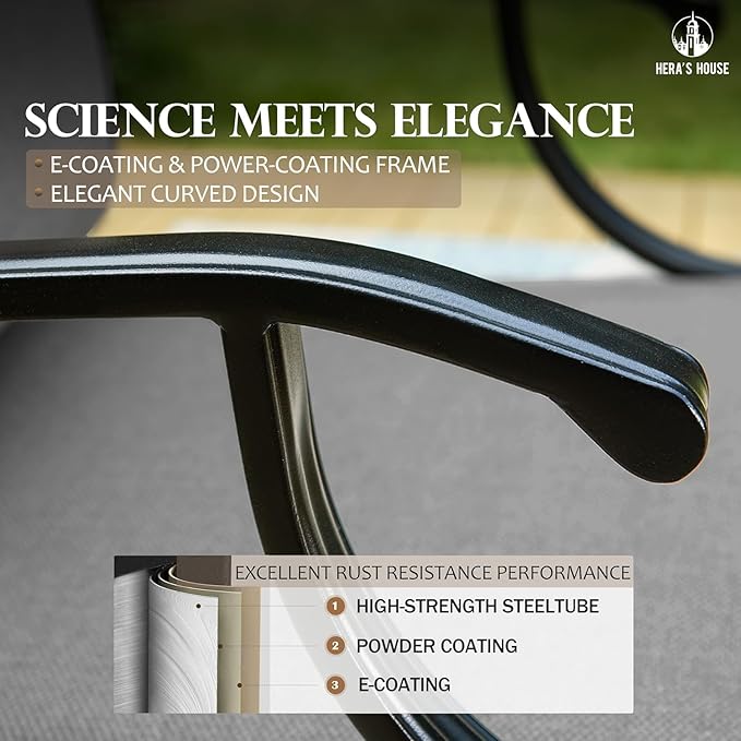 HERA'S HOUSE 5 Piece Patio Furniture Set, 2 x Swivel Chair, 2 x Ottoman, 1 x 3-Seat Sofa, All Cushioned Outdoor Conversation Set for Lawn Garden Backyard Deck, Grey