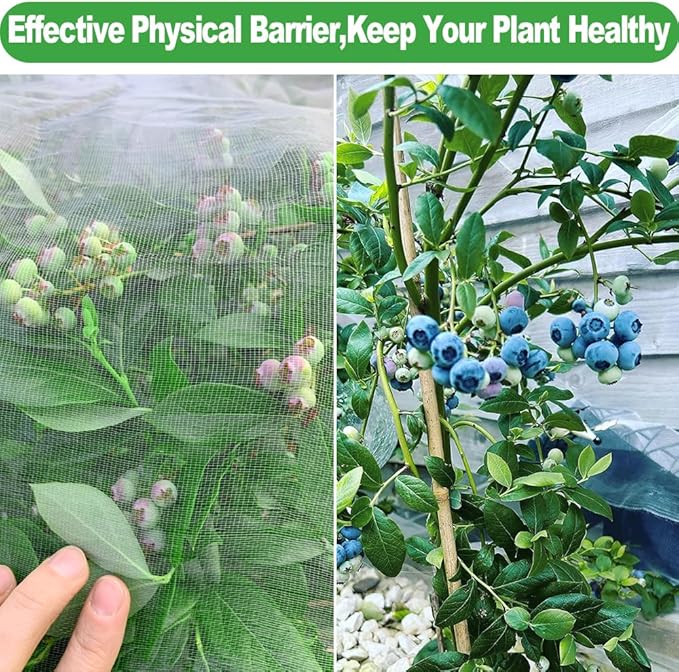 Wohohoho Garden Insect Mesh Netting 10ft x 64ft (3m x 20m), 1mm Ultra Fine Plant Covers for Garden Protection. Mosquito Net Pest Barrier for Vegetables Fruits Greenhouse Row Cover Raised Bed Barrier