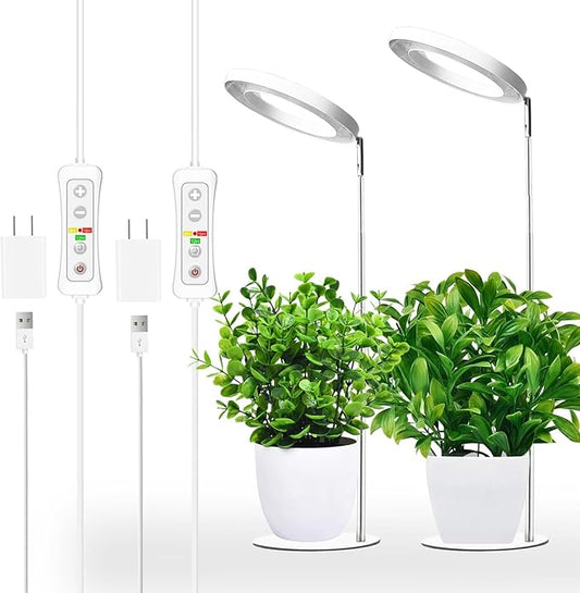 yadoker 144 LEDs Full Spectrum Plant Grow Light for Indoor Plants，Height Adjustable, 6.3" Aluminum Housing,Automatic Timer with 8/12/16 Hours,10-Level Brightness,Ideal for Small and Medium Plant Grow