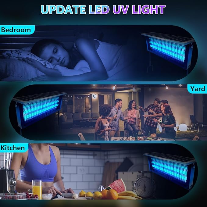 Powerful Large Solar Bug Zapper Outdoor for 4000 sq.ft, Rechargeable Mosquito Zapper with High Powered, Cordless Solar Fly Zapper for Patio Garden Backyard RV Camping Pond with 18W Solar Panel