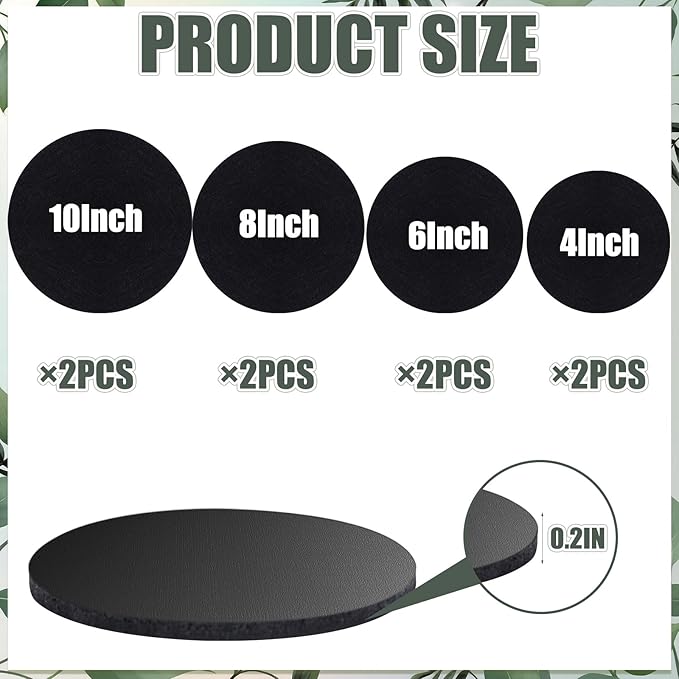 Plant Coaster Mat Reversible(Fabric/Leather),8Pcs Plant Coasters 4 Sizes(4/6/8/10inch) Plant Coasters for House Plants Indoor & Outdoor,Household Products Absorbent/Waterproof(8pcs Set)