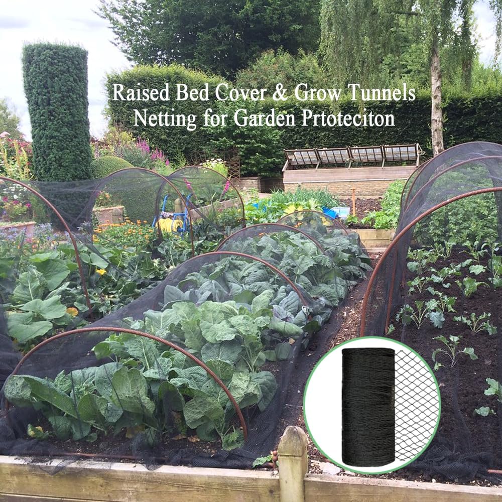 Bird Netting 10x10 Ft, 1/2In Mesh Heavy Duty Garden Netting Pest Barrier for Plants, Fruit Trees, Vegetables, Extra Strong Woven Mesh Netting, Animal Fencing Against Birds, Deer, Poultry