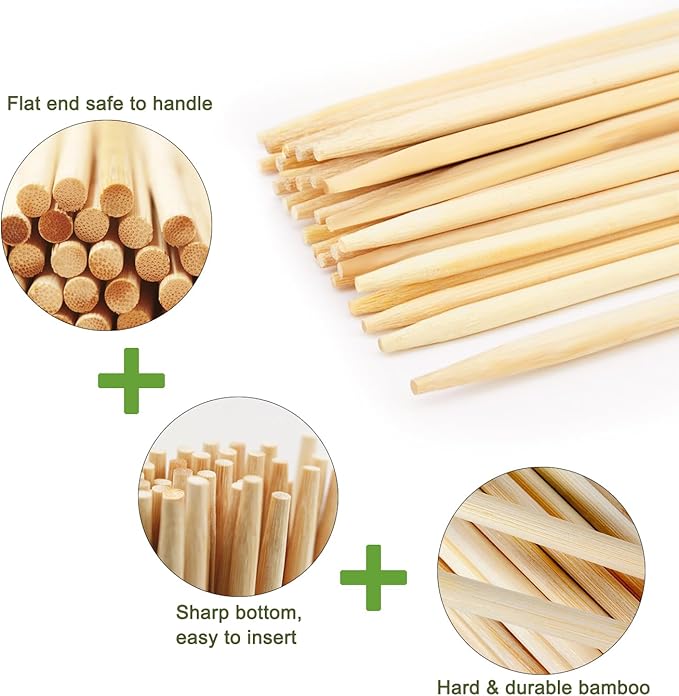 Bamboo Plant Stakes 17&12 Inch Orchid Sticks Supking Wood Plant Supports,30 Pcs Natural Bamboo Support Sticks for Plants/Floral/Potted Plant