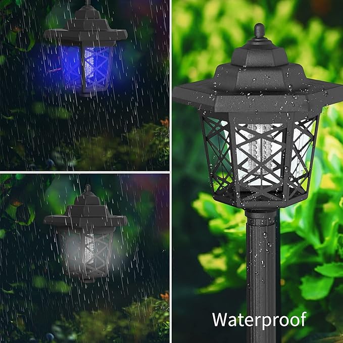 2 Pcs Solar Bug Zappers Outdoor Waterproof LED Solar Mosquito Zappers Solar Powered Mosquito Killer Light Lamp for Indoor and Outdoor Use