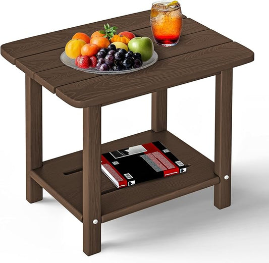 nevilywood Adirondack Square Side Table - 18.4" Large Panel HDPE Outdoor End Table - Weatherproof, Rustproof & Low Maintenance for Patio, Lawn, Pool, Indoor Use,Coffee