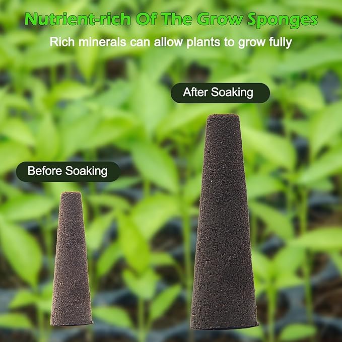 150P Grow Sponges for Hydroponics, Windspeed Grow Anything Seed Pod kit Include 50 Grow Sponges, 24 Grow Baskets, 24 Grow Domes, 50 Pod Labels, 2 Tweezers