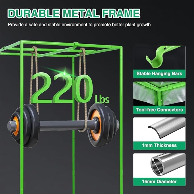Yesker 3x3 Grow Tent 36"x36"x72" High Reflective Mylar Indoor Growing Tents 600D Oxford Cloth with Observation Window and Removable Floor Tray for Hydroponics Indoor Plants Fruit Flower Veg Growing