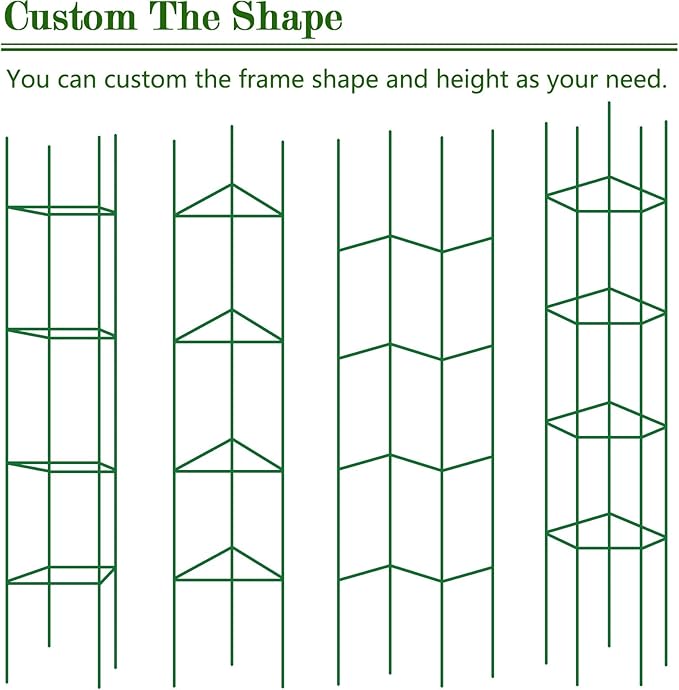 3Pack 18.5" Width Up to 63" Height Adjustable Square Tomato Cages for Garden, Plant Support Stakes for Climbing Vegetable, Tomatoe, Flower, with Twist Ties Snap-On Stake Arms