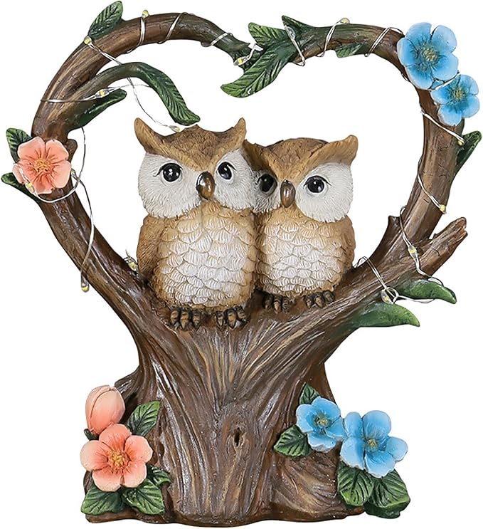 Solar Garden Owl Statue With LED Lights for Patio Lawn Ornaments, Indoor Outdoor Decor Waterproof Gift for Owl Lovers 7''