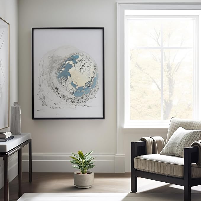 Kante 9.8 Inch Dia Concrete Planter, Round Pedestal Design Garden Pot for Indoor Outdoor Plants, Modern Flower Pot with Drainage Hole, Weathered Concrete Finish with Warm Brown Interior