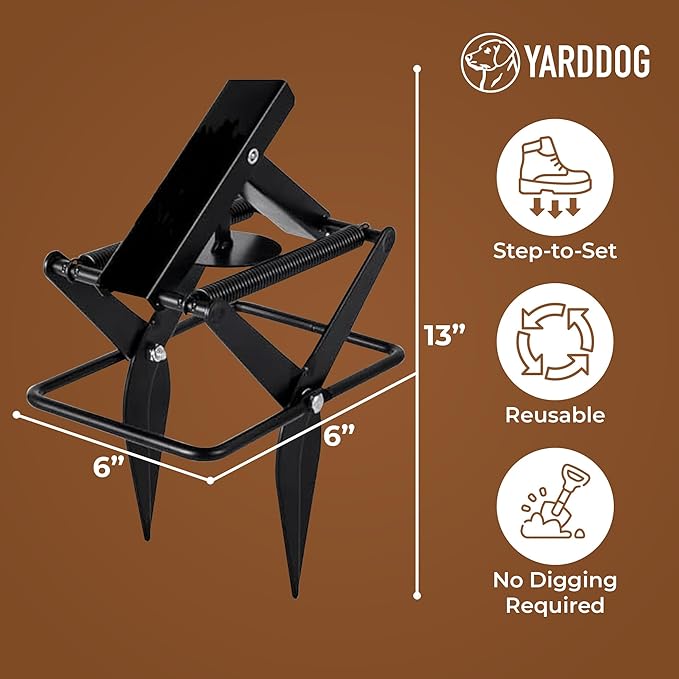 YARDDOG Mole Scissor Trap, Step-to-Set Ground Trap, Easy-to-Use Scissor Style Mole Eliminator, Multi-use Durable Steel Design for Lawns & Gardens, Commercial Grade, Black, (Single Pack)
