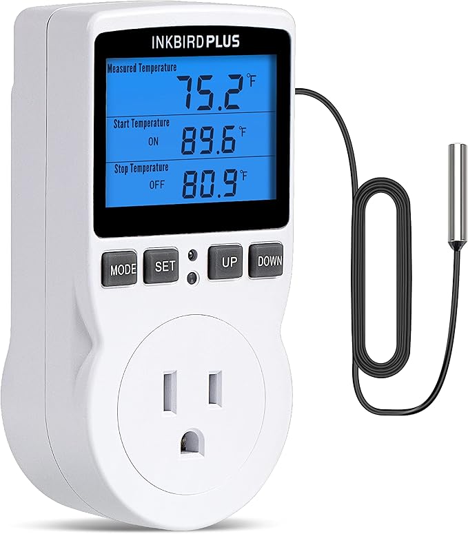 INKBIRDPLUS 1800W Heat Mat Thermostat Temperature Controller 120v 15A F and C Heating Cooling Control