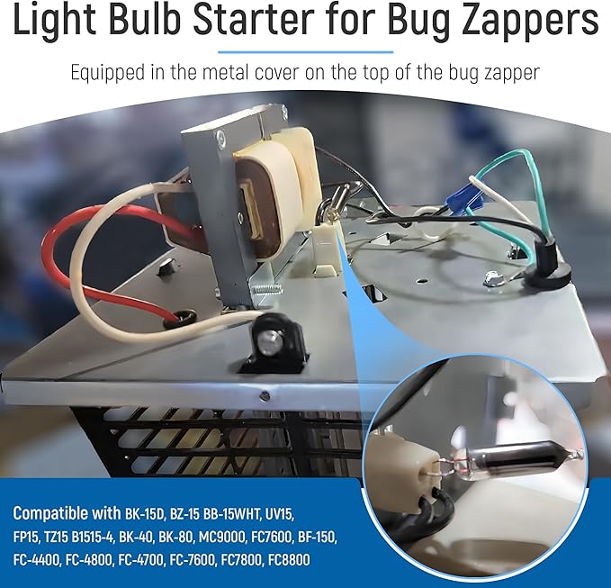 Qualirey 2 Pieces UV Light Bulb Starter for Bug Zappers Compatible with Flowtron, Compatible with 531-9340, BK-15, BK-15D, BK-40, BK-80, MC9000 FC7600, BF-150