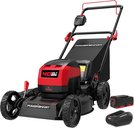 Electric Lawn Mower, PowerSmart 17 Inch Lawn Mower, 40V Cordless Mower with 4.0Ah Battery & Charge, Quiet, Lightweight, Foldable Handles