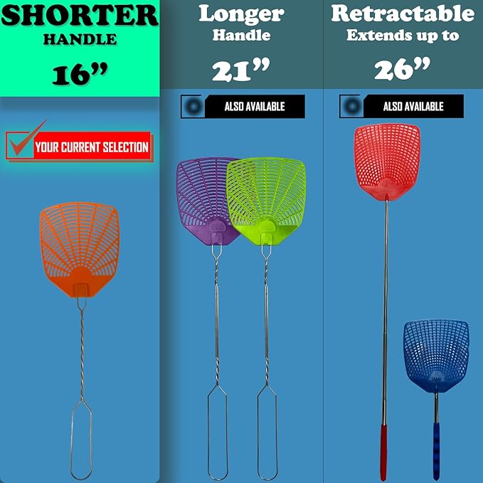 W4W, Bug & Fly Swatter Braided Metal Handle 6 Pack Fly Swatters Indoor/Outdoor flyswatter